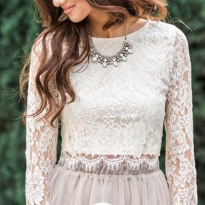 Crop lace top long sleeve- Morning Lavender boutique, CA